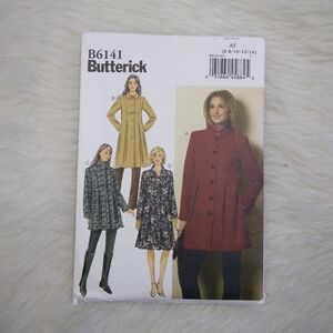 BUTTERICK B6141 SZ 6-14 Fitted, Lined Coat Has Collar Variations, Shoulder Pads